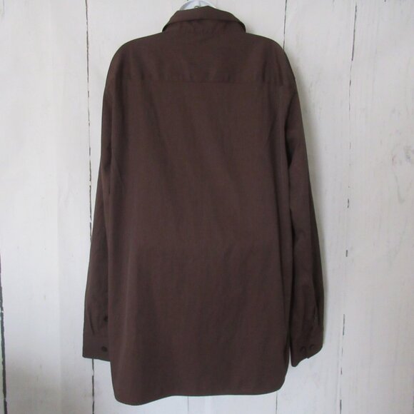 Dixxon Workforce Shirt 2XL XXL Brown Stripe Button Up Long Sleeve - Picture 4 of 8